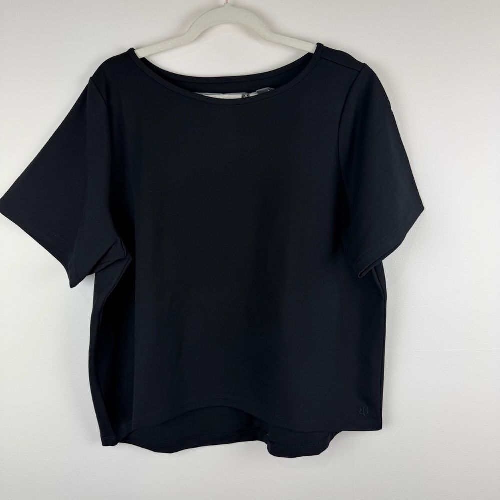 Betabrand Women's Boxy Short Sleeve High Low Top
Black Ponte Knit Size XXL - Picture 2 of 4